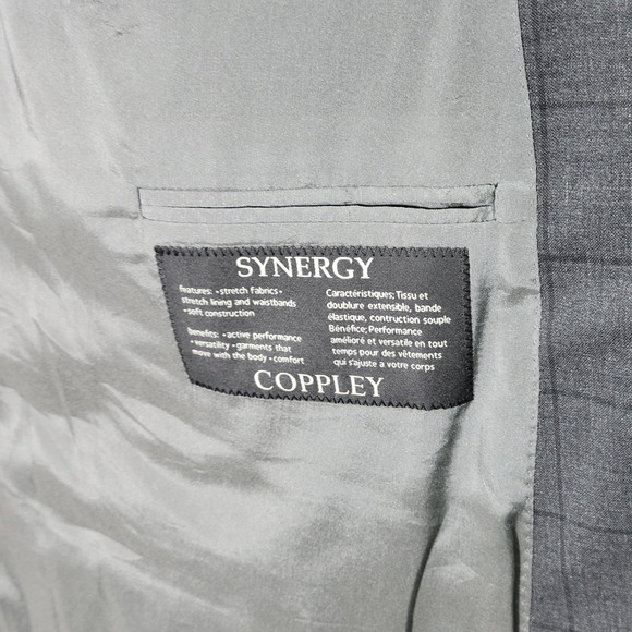 Avant Synergy Coppley Men's Sport Coat Blazer Two Button Charcoal Windowpane 45R - Picture 16 of 16